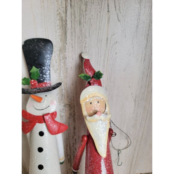 Metal long snowman Santa glitter ornament Xmas bell set unique - Picture 5 of 8